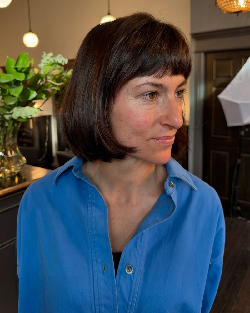 Chin-Length Bob with Curved Fringe