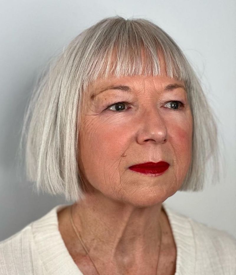Uniform-Length Bob with Thick Bangs