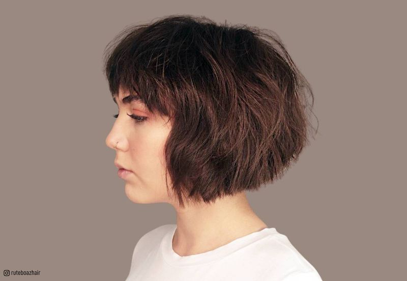 Choppy Uneven Bob with Jagged Bangs