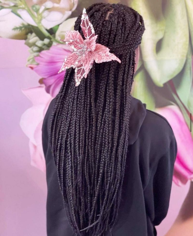 Floral Embellished Box Braids
