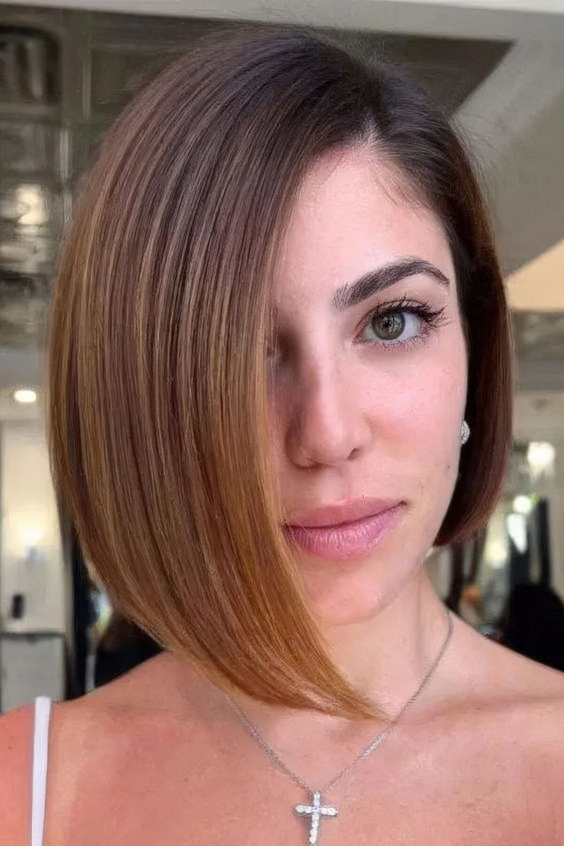 Asymmetrical Cut With Glossy Finish