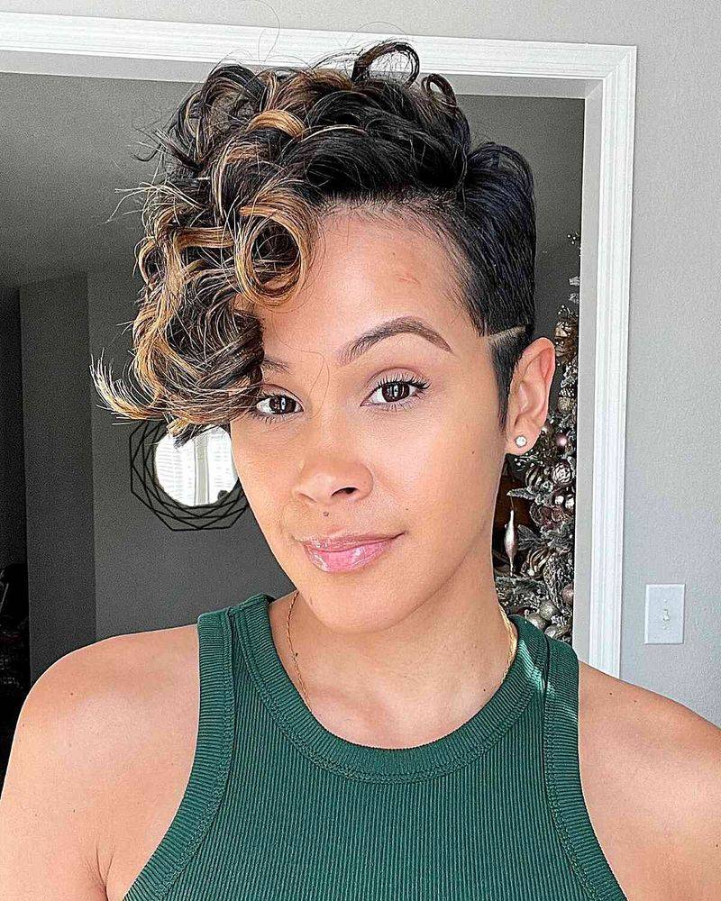 Side-Swept Curly Pixie