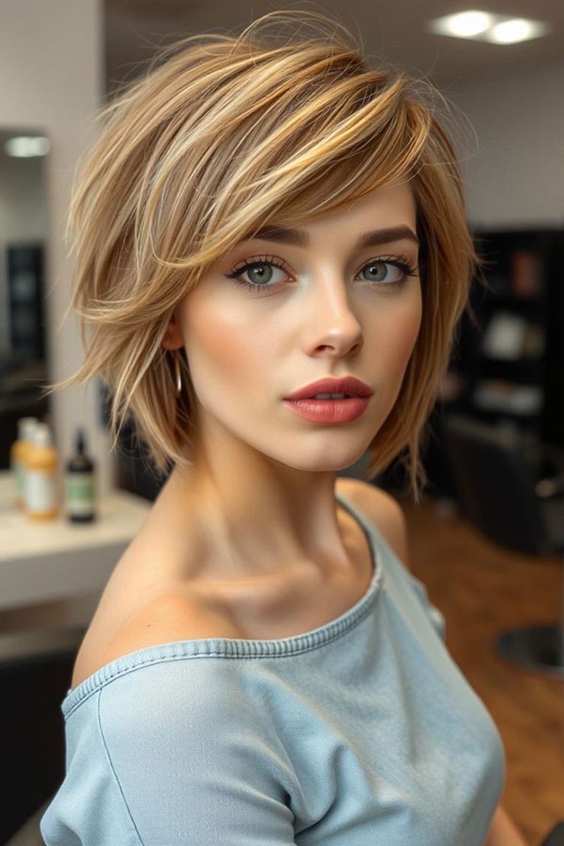 Layered Bob with Side-Swept Bangs