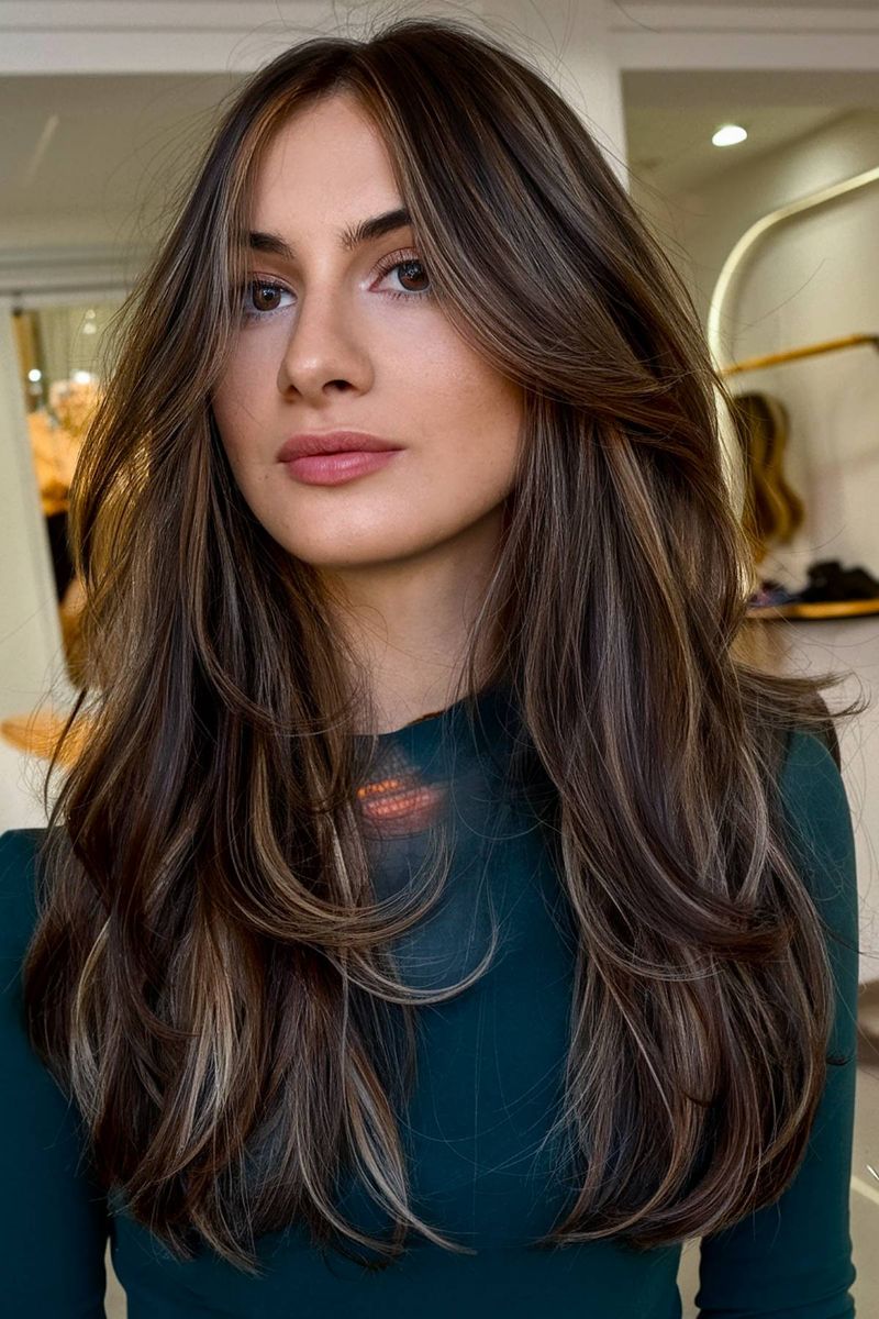 Layered V With Curtain Bangs