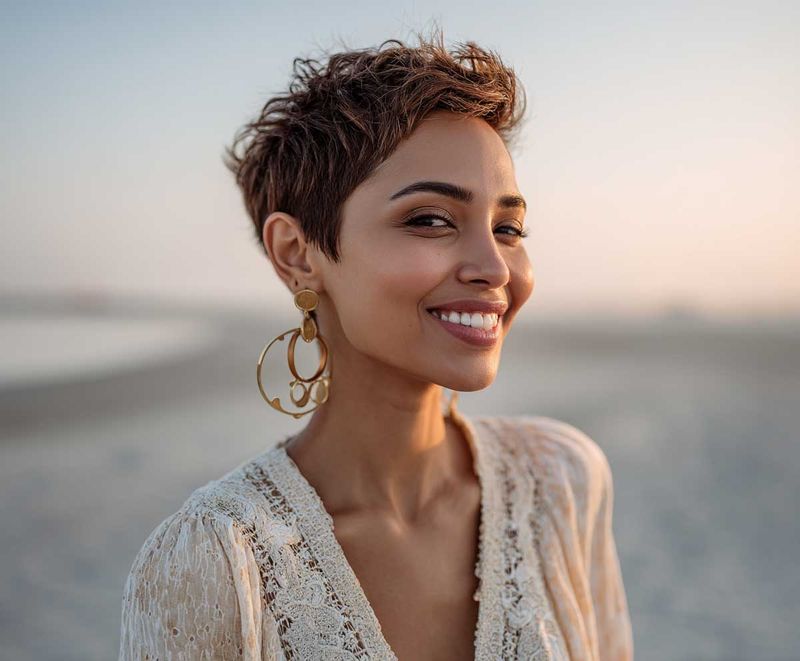 Pixie de praia desgrenhado