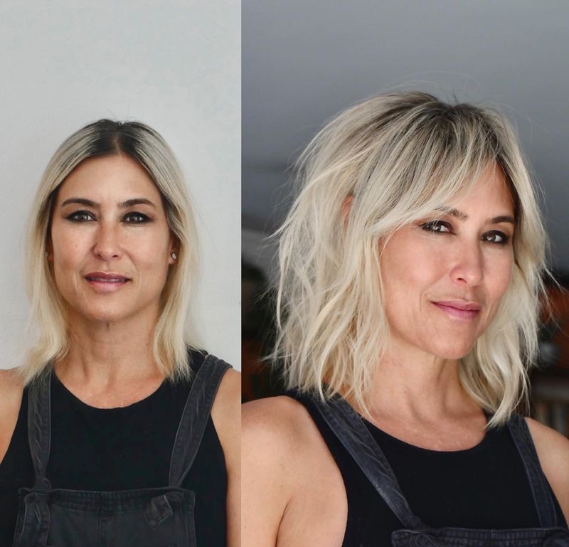 Shoulder-Length Shag with Curtain Bangs