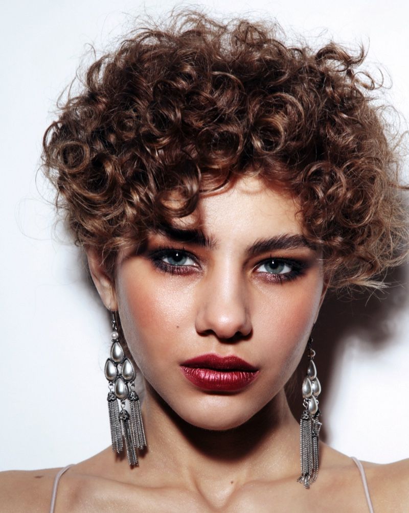 Curly Pixie with Volume on Top