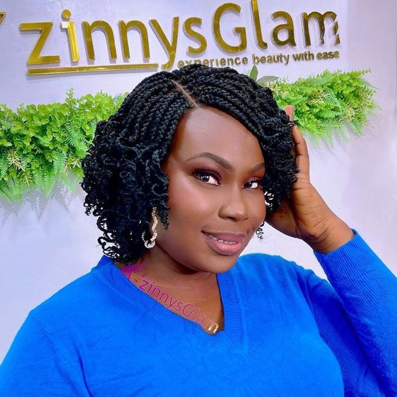 Playful Curly Bob with Braids