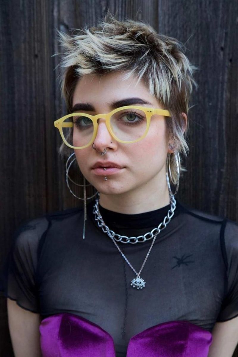 Pixie with Colored Face-Framing Pieces