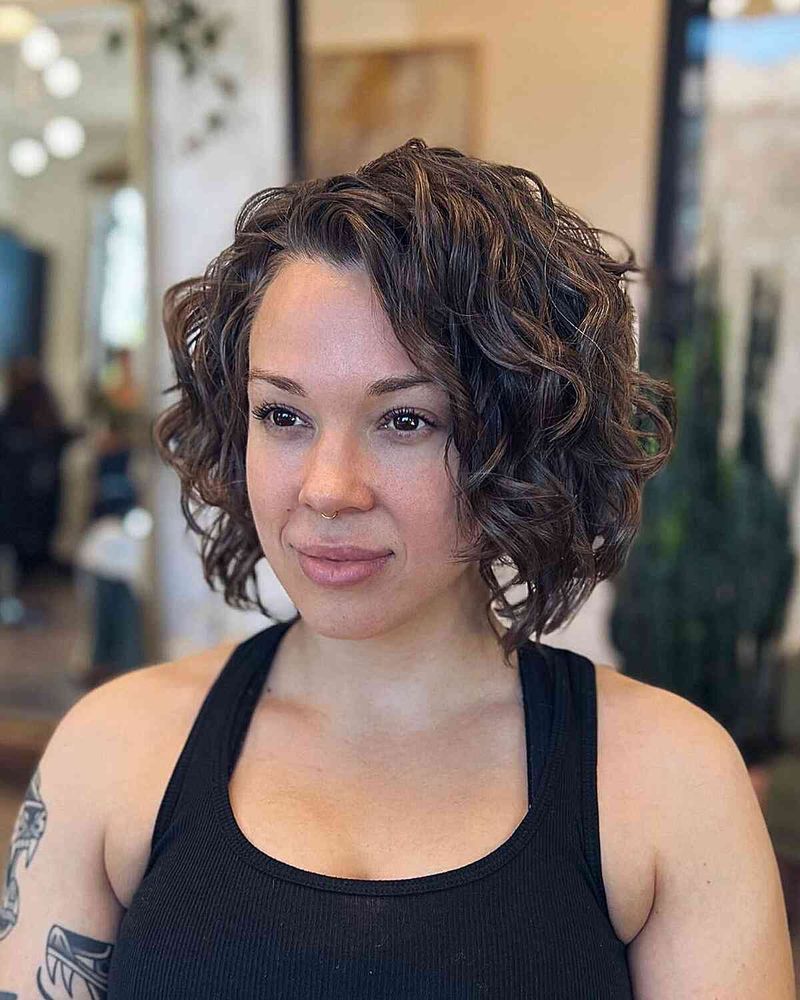 Jaw-Length Natural Curls with Undercut