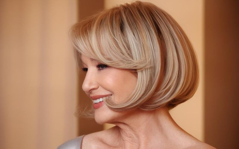 Rounded Bob with Full Curved Bangs