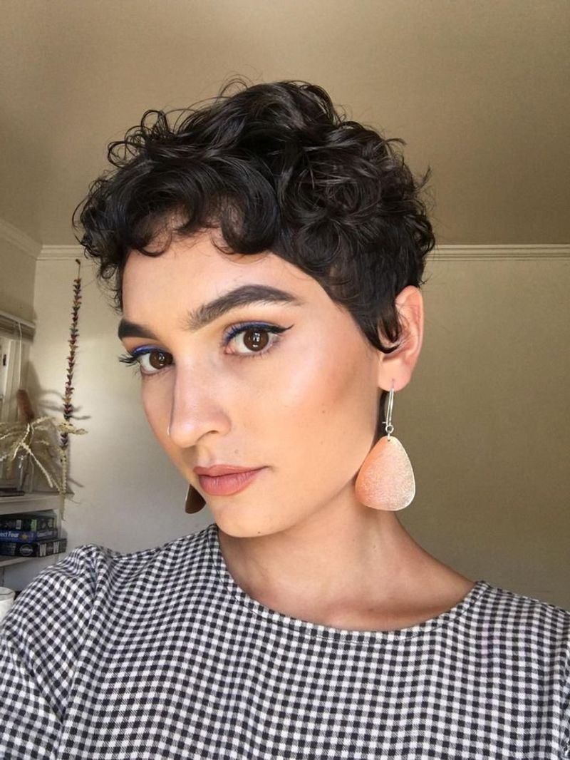 Curly Pixie with Tapered Sides