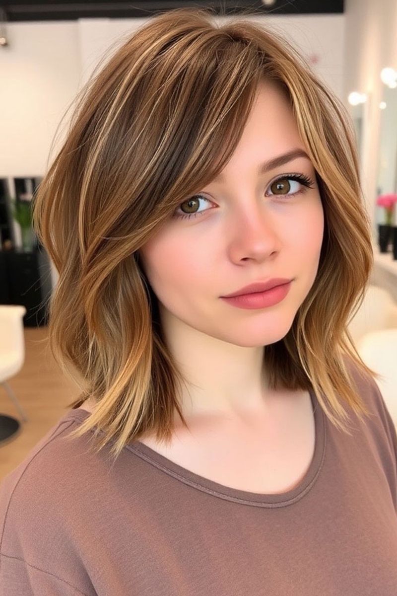 Collarbone Lob with Side-Swept Bangs