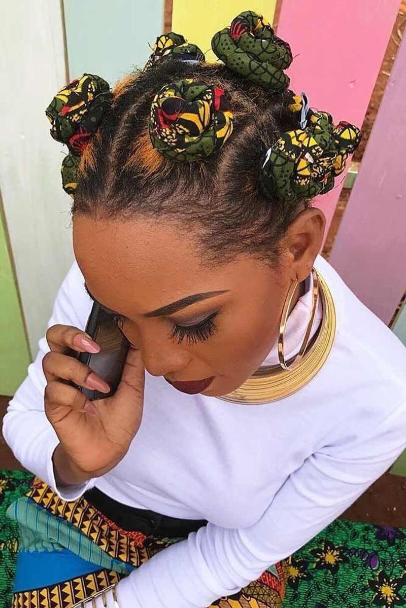 Bantu Knots with Decorative Scarves