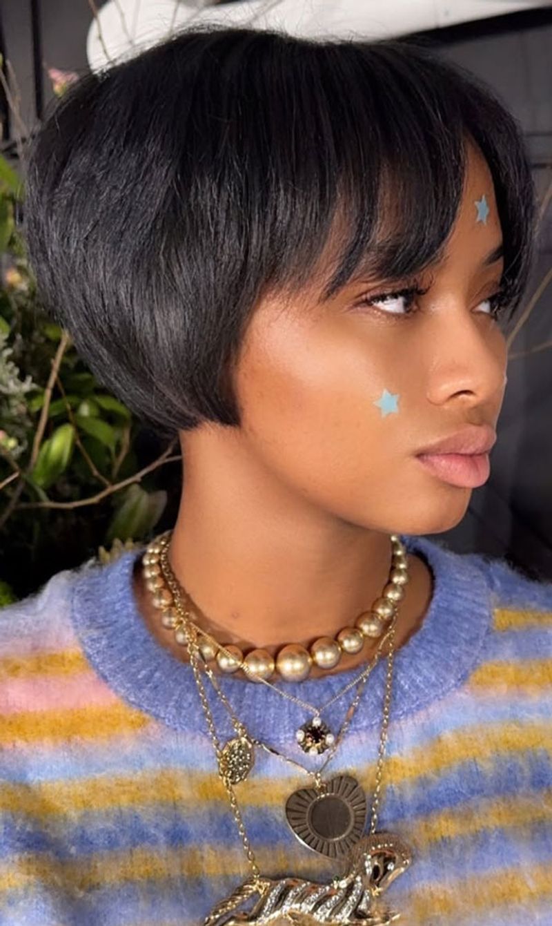 Mushroom With Side-Swept Bangs