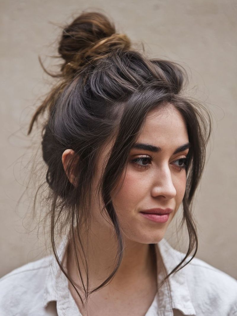 Messy Topknot with Volume