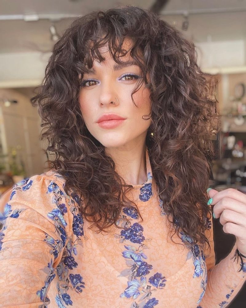 Choppy Bangs with Tousled Curls