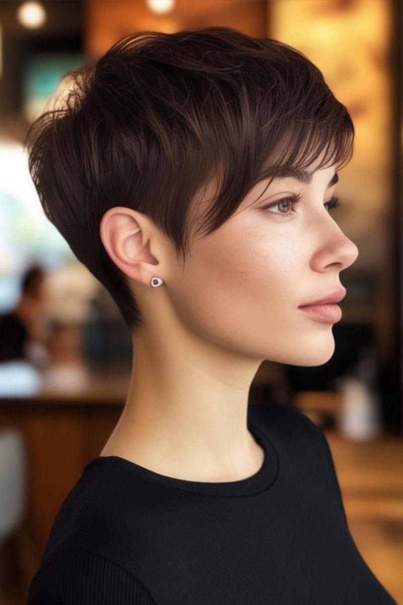 Tapered Crop with Long Bangs