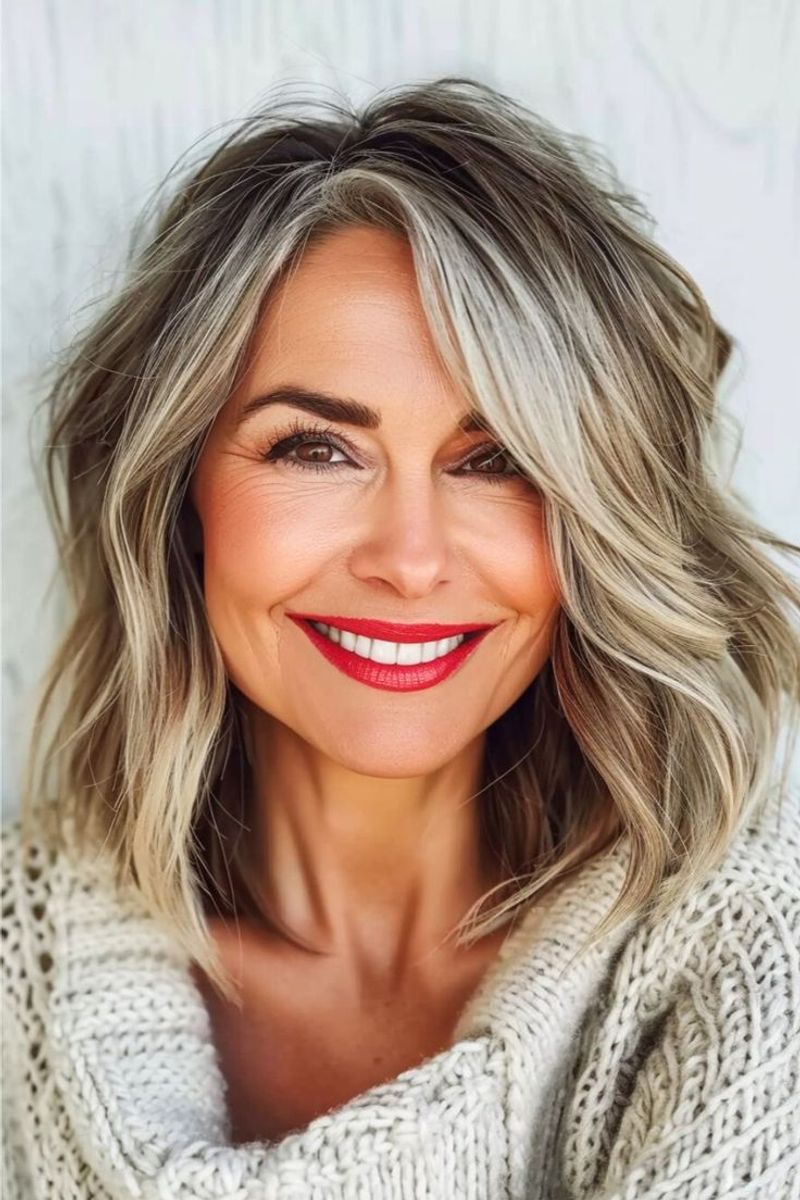 Tousled Lob with Razored Ends