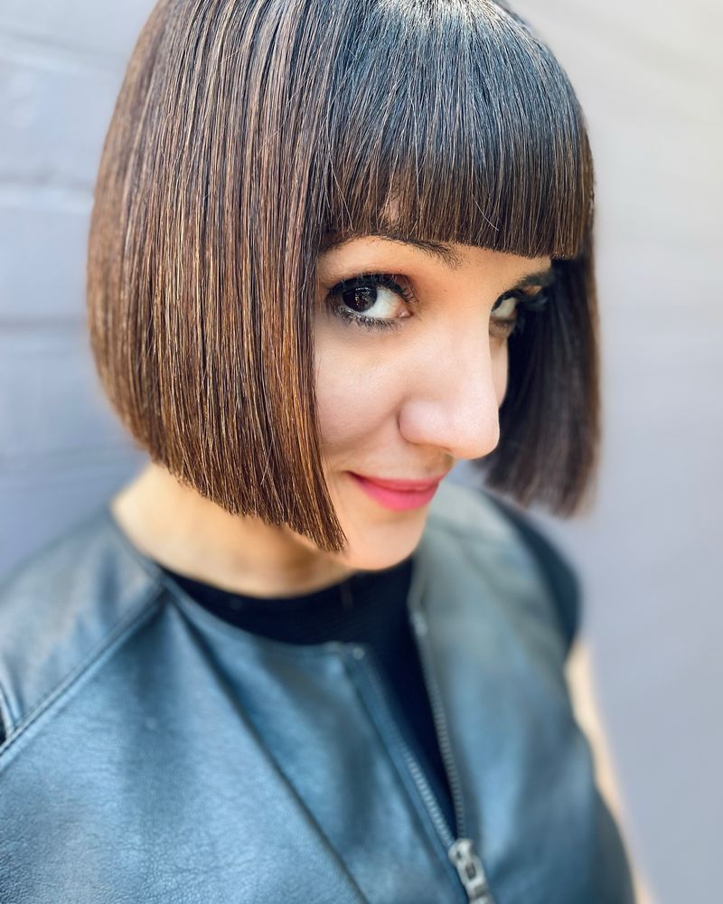 Jaw-Length Cut with Heavy Bangs (Risky)