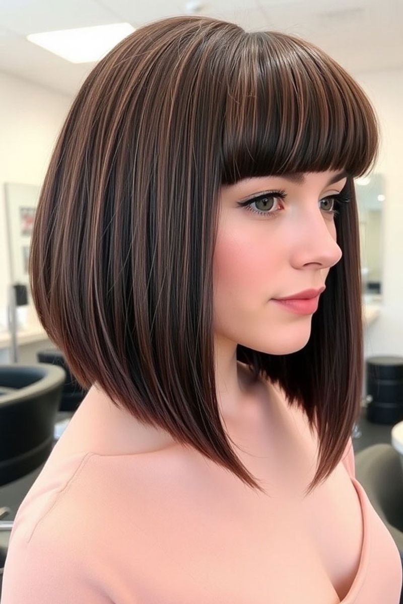 Sleek One-Length Bob with Straight Bangs