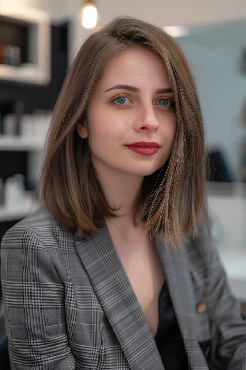 Blunt Lob with Side Part
