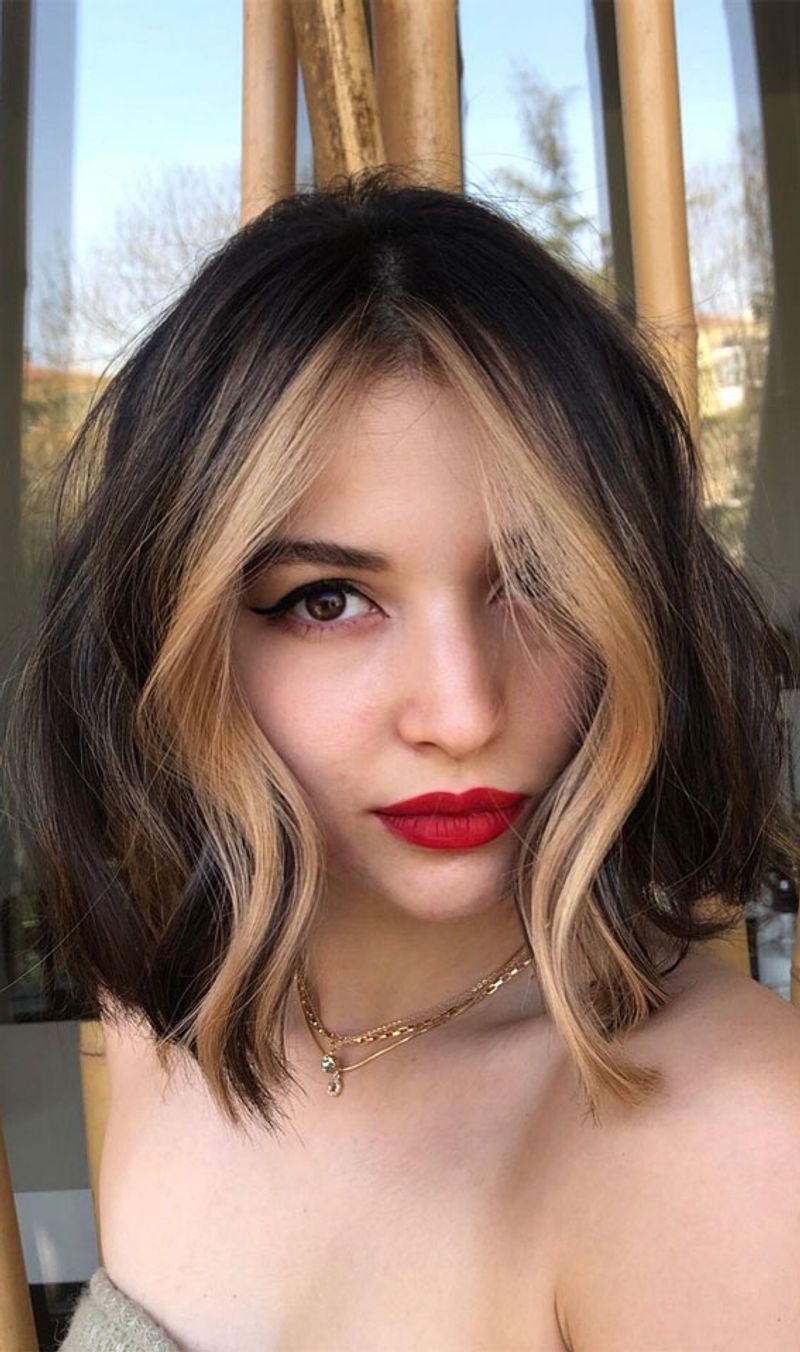 Blunt Cut with Money Piece Highlights