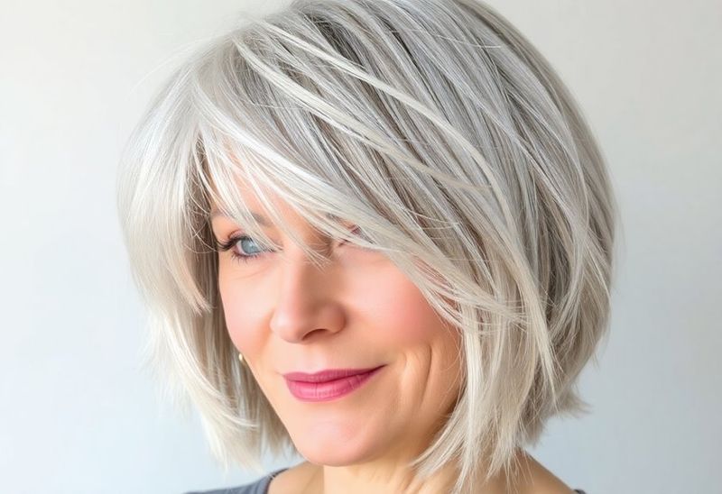 Feathered Bob with Side-Swept Bangs