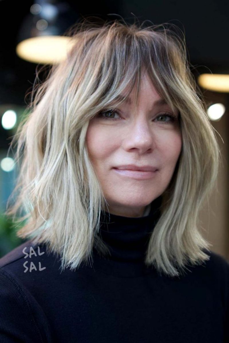 Soft Layered Bob with Curtain Bangs