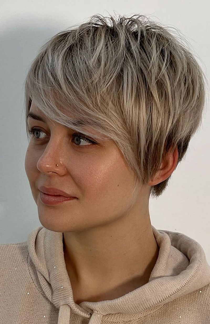 Textured Crop with Side-Swept Bangs