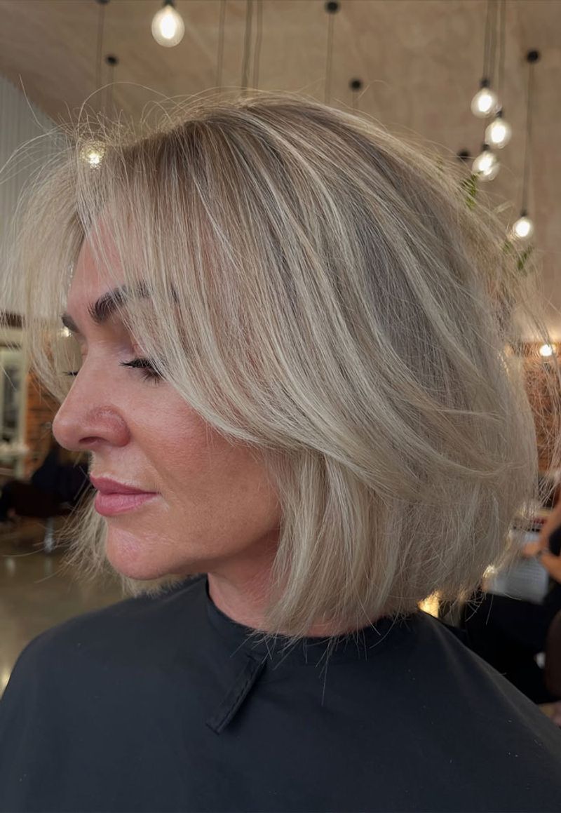Blunt Lob with Curtain Bangs