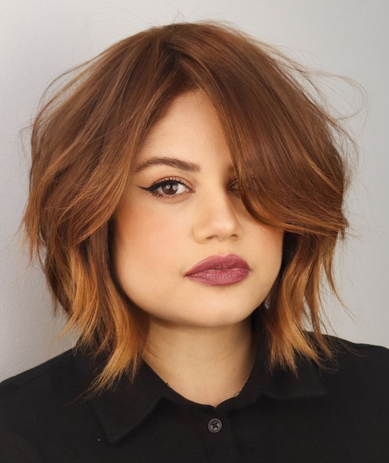 Wispy Lob for Pear-Shaped Faces