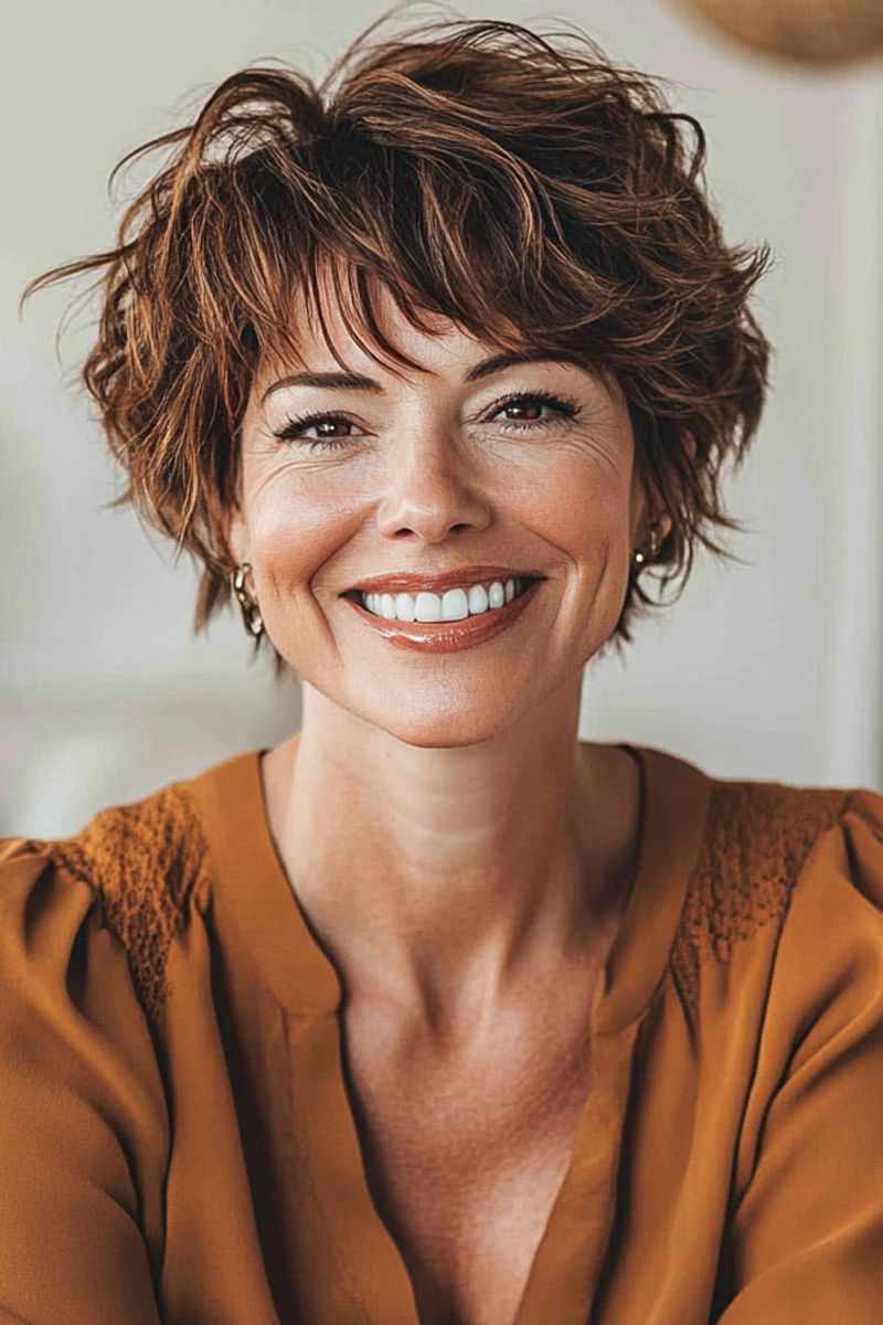 Tousled Crop with Forward Texture