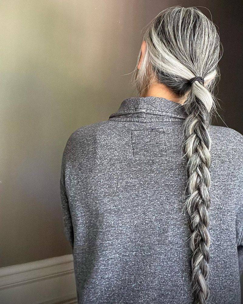 Braided Grey Ponytail