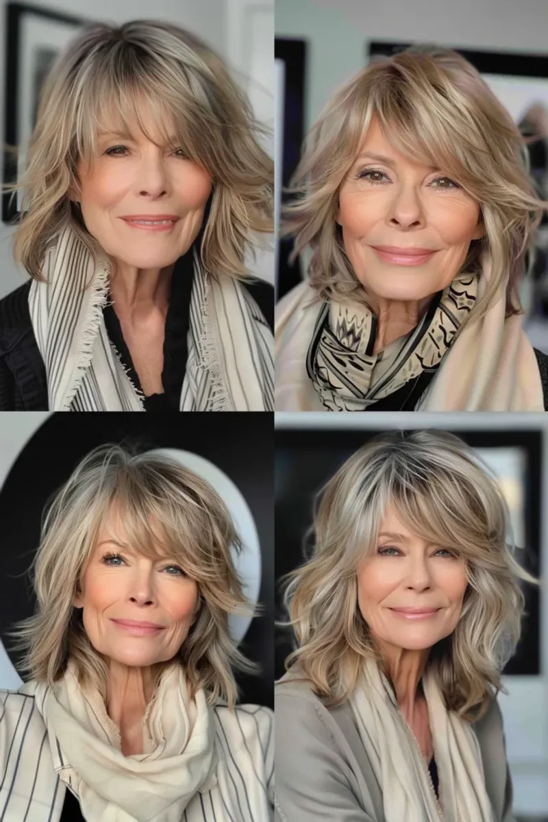 Side Bangs with Face-Framing Highlights