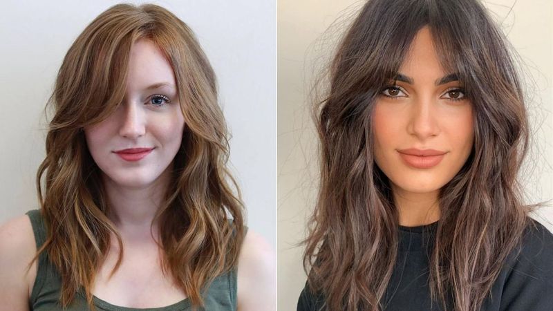 Long Curtain Bangs for Oval Faces