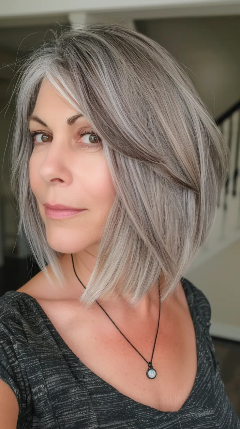 Steel Gray Angled Bob