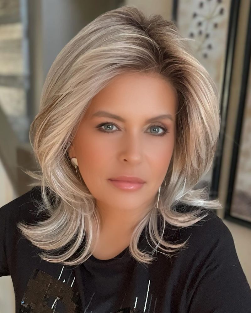 Feathered Silver Shoulder-Length Cut