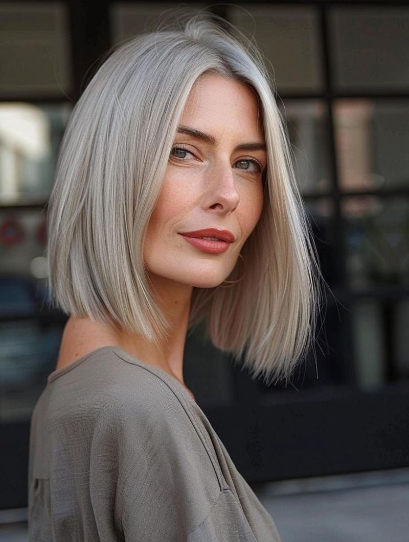 Platinum Bob with Blunt Edges
