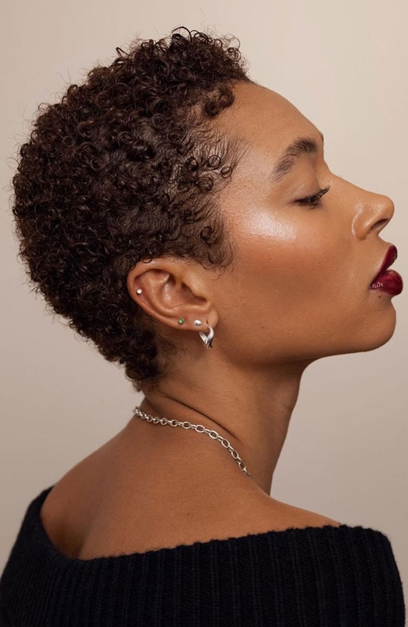 Curly Pixie with Tapered Sides
