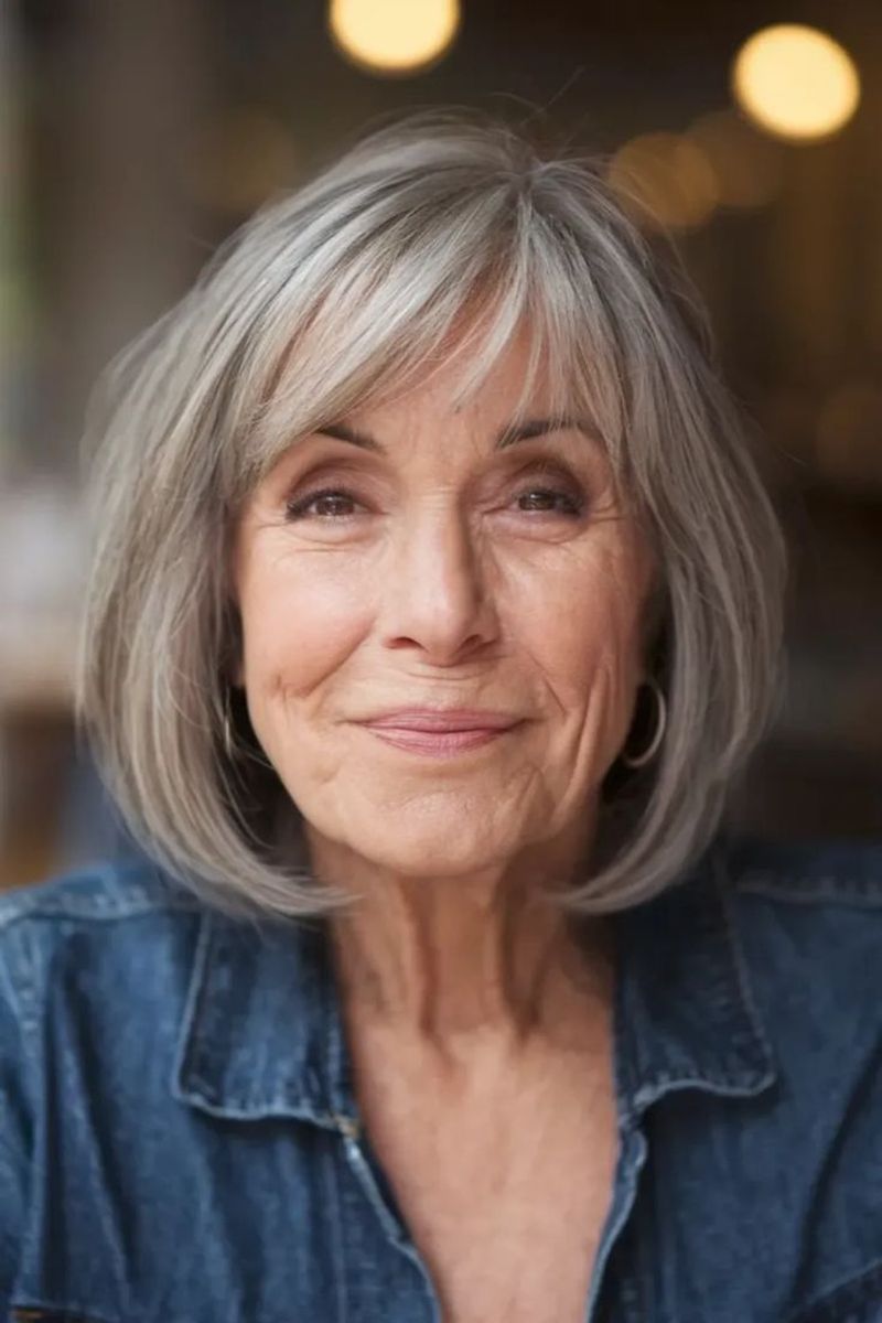Soft Layered Lob with Side-Swept Bangs