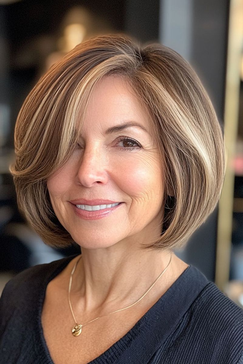 Side-Parted Bob with Subtle Bangs