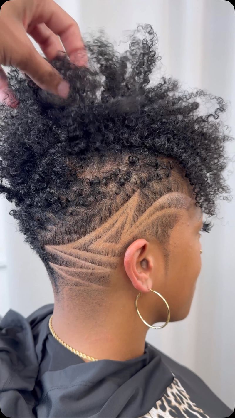 Curly Pixie with Shaved Design