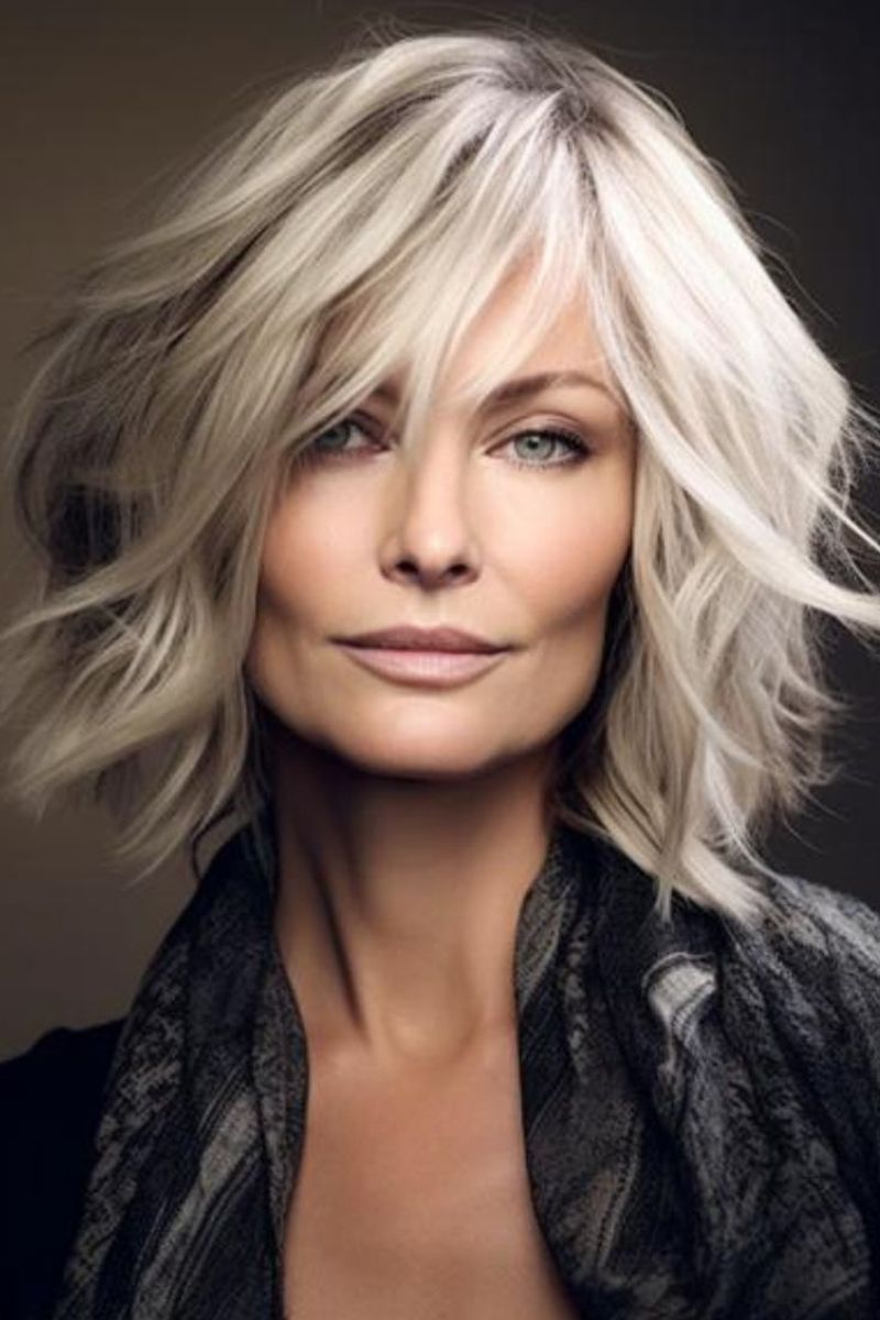 Tousled Medium-Length Cut with Bangs