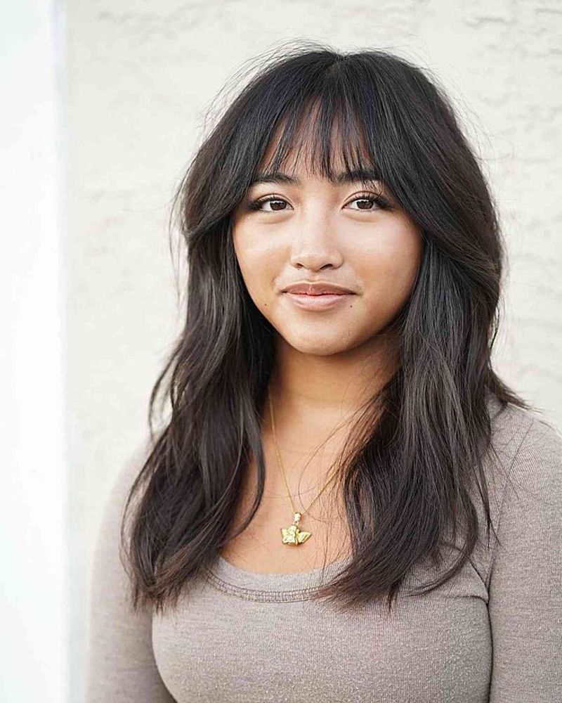 Soft Layered Bangs for Heart-Shaped Faces