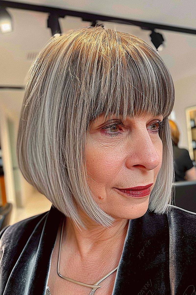 Blunt Chin-Length Bob with Full Fringe