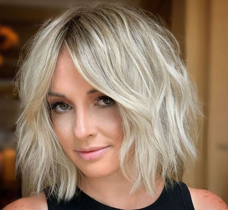 Chin-Length Blunt Cut with Side-Swept Bangs
