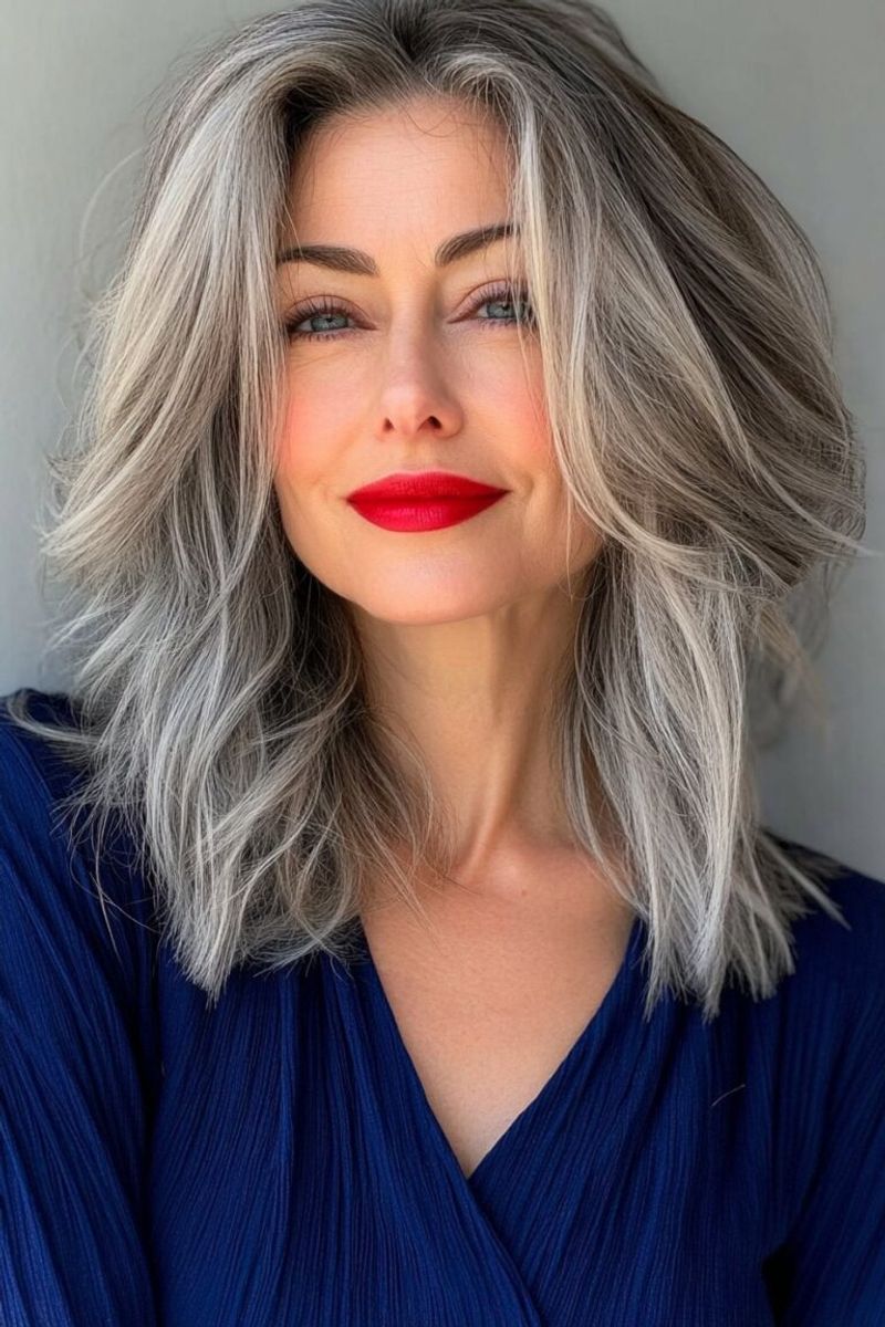 Tousled Midi Cut with Curtain Bangs