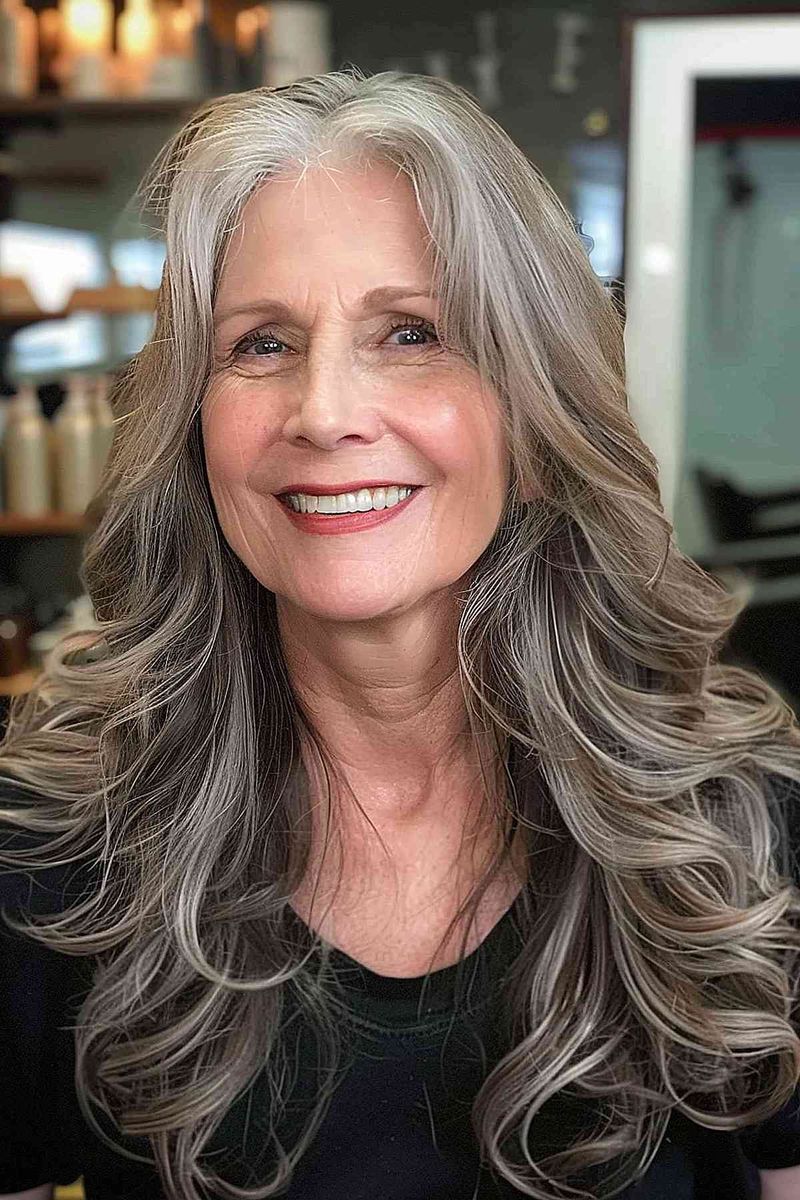 Long Layers with Side-Swept Bangs