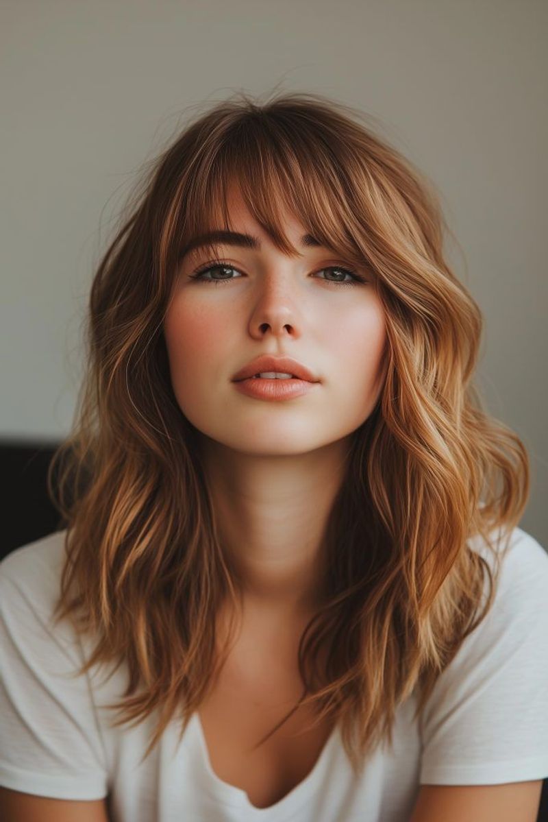 Tousled Midi with Curtain Bangs